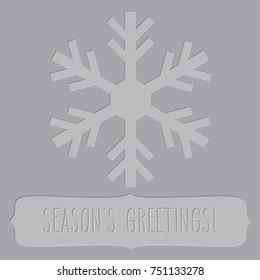 Grey letterpress snowflake and a frame with hand written season's greetings.