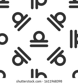 Grey Libra zodiac sign icon isolated seamless pattern on white background. Astrological horoscope collection.  Vector Illustration