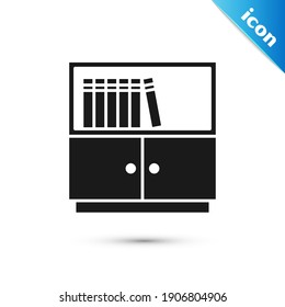 Grey Library bookshelf icon isolated on white background.  Vector