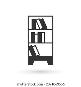 Icono de la estantería de la biblioteca gris aislado en fondo blanco.  Vector