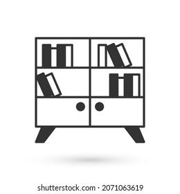 Grey Library bookshelf icon isolated on white background.  Vector