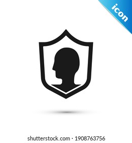Grey Life insurance with shield icon isolated on white background. Security, safety, protection, protect concept.  Vector