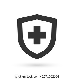 Grey Life insurance with shield icon isolated on white background. Security, safety, protection, protect concept.  Vector