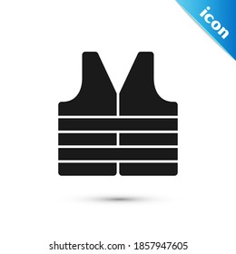 Grey Life jacket icon isolated on white background. Life vest icon. Extreme sport. Sport equipment.  Vector