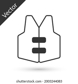 Grey Life jacket icon isolated on white background. Life vest icon. Extreme sport. Sport equipment.  Vector