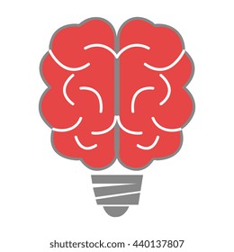 grey light bulb holder with red brain over isolated background,vector illustration