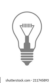 Grey light bulb icon on white background