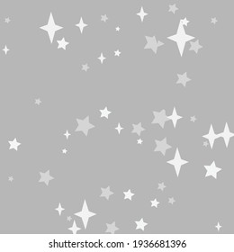 Grey Light Christmas Monochrome New Year Pastel Composition. Bright Silver Winter Calm White Ornament. Mystery Magic Sky Print Holiday Wallpaper. Cold Cozy Gray Kids Night Stars Design Pic.