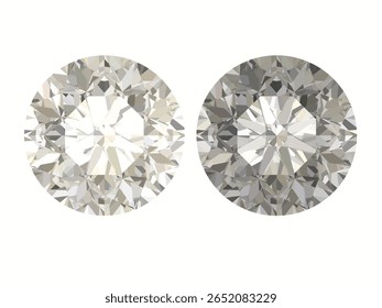 Graues Licht und intensive Farben runden Diamant und Edelsteine brillanten Schnitt, der entwickelt wurde, um Lichtreflexion und Brillanz zu maximieren.