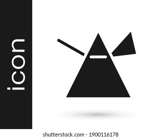 Grey Light rays in prism icon isolated on white background. Ray rainbow spectrum dispersion optical effect in glass prism.  Vector Illustration