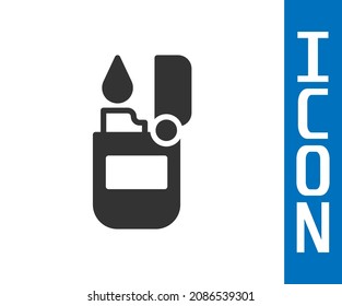 Icono de Encendedor gris aislado en fondo blanco.  Vector