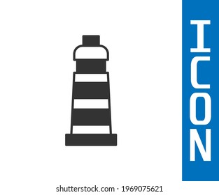 Icono del faro gris aislado en fondo blanco.  Vector