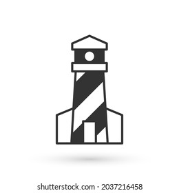 Grey Lighthouse icon isolated on white background.  Vector