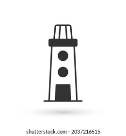 Grey Lighthouse icon isolated on white background.  Vector