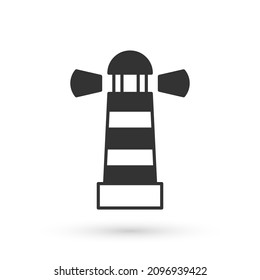 Grey Lighthouse icon isolated on white background.  Vector
