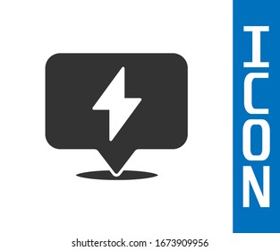 Grey Lightning bolt icon isolated on white background. Flash icon. Charge flash icon. Thunder bolt. Lighting strike.  Vector Illustration