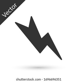 Grey Lightning bolt icon isolated on white background. Flash sign. Charge flash icon. Thunder bolt. Lighting strike. Vector Illustration
