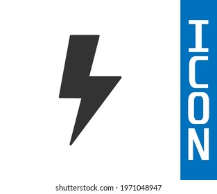 Grey Lightning bolt icon isolated on white background. Flash sign. Charge flash icon. Thunder bolt. Lighting strike.  Vector