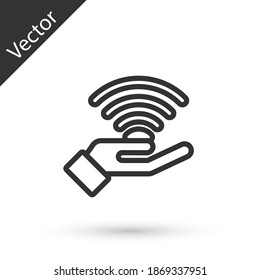 Grey line 5G new wireless internet wifi connection icon isolated on white background. Global network high speed connection data rate technology. Vector.
