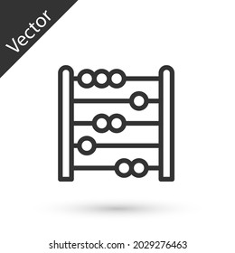 Icono de Abacus de línea gris aislado en fondo blanco. Marco de recuento tradicional. Señal de educación. Escuela de Matemáticas.  Vector
