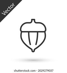 Grey line Acorn icon isolated on white background.  Vector