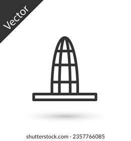 Icono de torre Agbar de línea gris aislado en fondo blanco. Barcelona, España. Vector