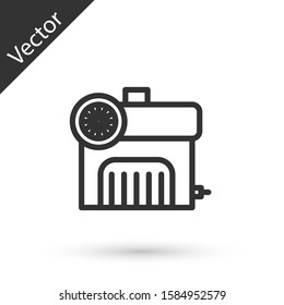 Grey line Air compressor icon isolated on white background.  Vector Illustration