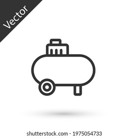 Grey Line Air Compressor Icon Isolated On White Background. Vector