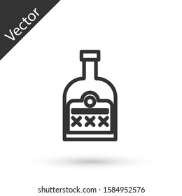 Grey line Alcohol drink Rum bottle icon isolated on white background.  Vector Illustration