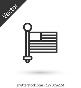 Grey line American flag icon isolated on white background. Flag of USA. United States of America. Vector