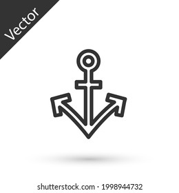 Graue Linie, Ankersymbol einzeln auf weißem Hintergrund. Vektorgrafik