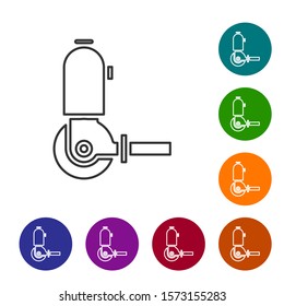 Grey line Angle grinder icon isolated on white background. Set icons in color circle buttons. Vector Illustration