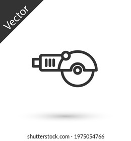Grey line Angle grinder icon isolated on white background. Vector