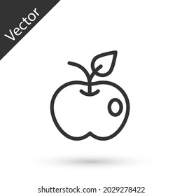 Grey line Apple icon isolated on white background. Excess weight. Healthy diet menu. Fitness diet apple.  Vector