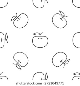 Grey line Apple icon isolated seamless pattern on white background. Excess weight. Healthy diet menu. Fitness diet apple.  Vector