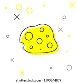 Grey line Asteroid icon isolated on white background.  Vector Illustration