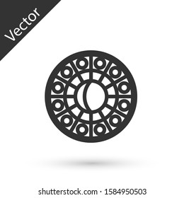 Grey line Astrology horoscope circle with zodiac icon isolated on white background.  Vector Illustration