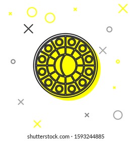 Grey line Astrology horoscope circle with zodiac icon isolated on white background.  Vector Illustration