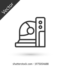 Grey line Astronaut helmet icon isolated on white background. Vector