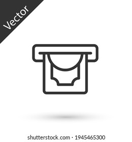 Grey line ATM - Automated teller machine and money icon isolated on white background. Vector