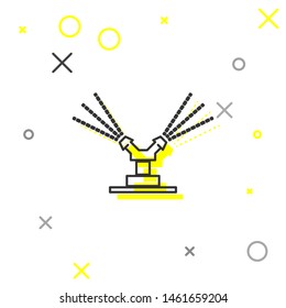 Grey line Automatic irrigation sprinklers icon isolated on white background. Watering equipment. Garden element. Spray gun icon.  Vector Illustration