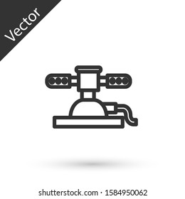 Grey line Automatic irrigation sprinklers icon isolated on white background. Watering equipment. Garden element. Spray gun icon.  Vector Illustration