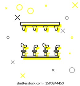 Grey line Automatic irrigation sprinklers icon isolated on white background. Watering equipment. Garden element. Spray gun icon.  Vector Illustration
