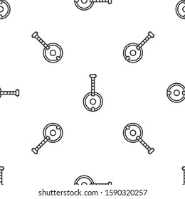Grey line Banjo icon isolated seamless pattern on white background. Musical instrument.  Vector Illustration