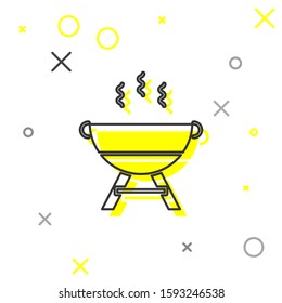 Grey line Barbecue grill icon isolated on white background. BBQ grill party.  Vector Illustration