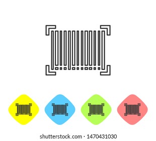 Grey line Barcode icon isolated on white background. Set icons in color rhombus buttons. Vector Illustration