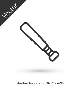 Icono de bate de béisbol de línea gris aislado en fondo blanco. Vector
