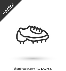 Grey line Baseball boot icon isolated on white background. Vector