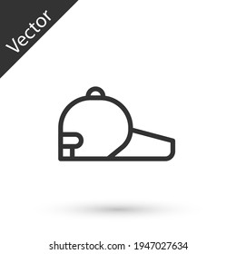 Grey line Baseball cap icon isolated on white background. Sport equipment. Sports uniform. Vector