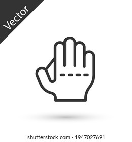 Grey line Baseball glove icon isolated on white background. Vector